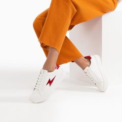 Vanessa Wu Sneakers | Baskets Eclair Tiff Blanc Et Rouge Verni A Lacets