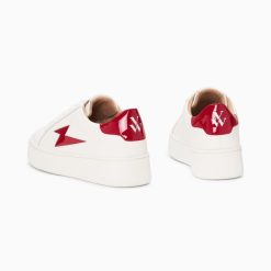 Vanessa Wu Sneakers | Baskets Eclair Tiff Blanc Et Rouge Verni A Lacets