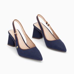 Vanessa Wu Escarpins | Escarpins Slingback Lara Marine A Bout Pointu