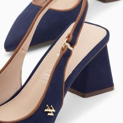 Vanessa Wu Escarpins | Escarpins Slingback Lara Marine A Bout Pointu