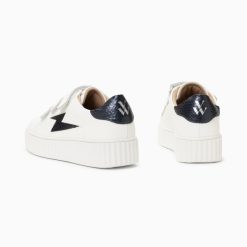 Vanessa Wu Sneakers | Baskets Eclair Eva Blanc Et Bleu Marine Serpent A Scratchs