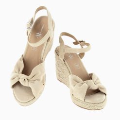 Vanessa Wu Sandales A Talon, Compensees | Sandales Compensees Nouees Zoella Beige Clair