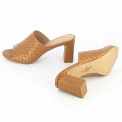 Vanessa Wu Sandales A Talon, Compensees | Mules A Talon Melaurie Camel Effet Tresse