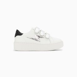 Vanessa Wu Sneakers | Baskets Eclair Mini Marilou Blanc Et Argent A Scratchs