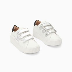 Vanessa Wu Sneakers | Baskets Eclair Mini Marilou Blanc Et Argent A Scratchs