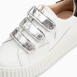 Vanessa Wu Sneakers | Baskets Eclair Mini Marilou Blanc Et Argent A Scratchs