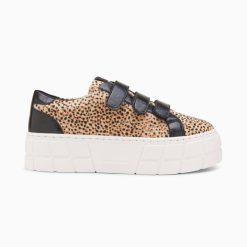 Vanessa Wu Sneakers | Baskets Monica Guepard A Scratchs Noirs Et Plateforme