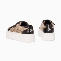 Vanessa Wu Sneakers | Baskets Monica Guepard A Scratchs Noirs Et Plateforme