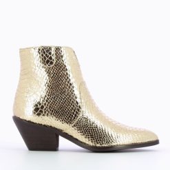 Vanessa Wu Bottines | Bottines Santiags Caroline Or Effet Serpent