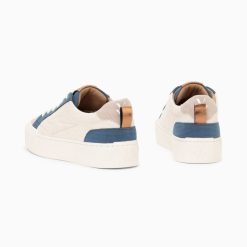 Vanessa Wu Sneakers | Baskets Fara Cotelees Beige Et Bleu A Lacets