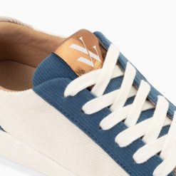 Vanessa Wu Sneakers | Baskets Fara Cotelees Beige Et Bleu A Lacets