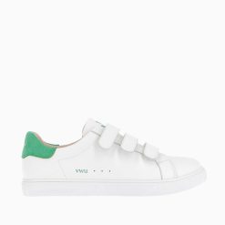 Vanessa Wu Sneakers | Baskets Nour Blanc Et Vert A Scratchs