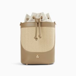 Vanessa Wu Sacs | Sac Seau Maryline Taupe En Raphia Tresse