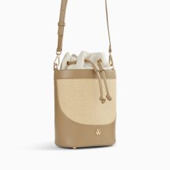 Vanessa Wu Sacs | Sac Seau Maryline Taupe En Raphia Tresse