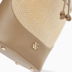 Vanessa Wu Sacs | Sac Seau Maryline Taupe En Raphia Tresse