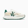 Vanessa Wu Sneakers | Baskets Monogramme Lana Vert Et Or A Semelle Oversize