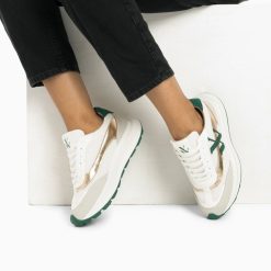 Vanessa Wu Sneakers | Baskets Monogramme Lana Vert Et Or A Semelle Oversize