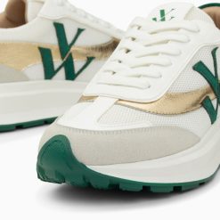 Vanessa Wu Sneakers | Baskets Monogramme Lana Vert Et Or A Semelle Oversize