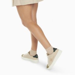 Vanessa Wu Sneakers | Baskets Eclair Berthe Beige Et Kaki A Lacets