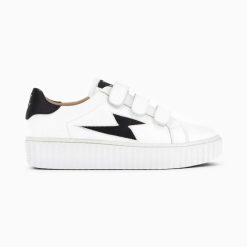 Vanessa Wu Sneakers | Baskets Eclair Larissa Blanc Et Noir Satin A Scratchs