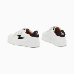 Vanessa Wu Sneakers | Baskets Eclair Larissa Blanc Et Noir Satin A Scratchs