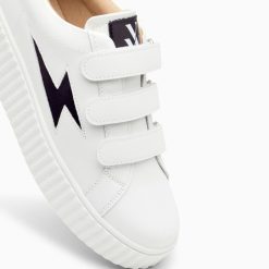 Vanessa Wu Sneakers | Baskets Eclair Larissa Blanc Et Noir Satin A Scratchs