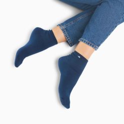 Vanessa Wu Chaussettes | Chaussettes Courtes Amy Bleu Marine Cotelees