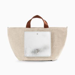 Vanessa Wu Sacs | Cabas Iris Beige A Pochette Argent