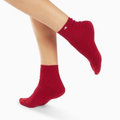 Vanessa Wu Chaussettes | Chaussettes Courtes Amy Rouges Cotelees