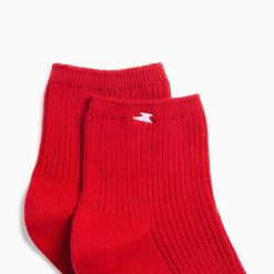 Vanessa Wu Chaussettes | Chaussettes Courtes Amy Rouges Cotelees