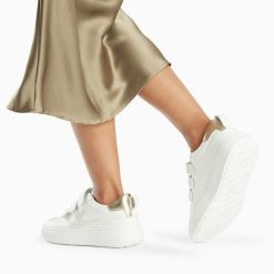 Vanessa Wu Sneakers | Baskets Eclair Lison Blanc Et Or A Scratchs