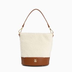 Vanessa Wu Sacs | Sac Seau Milou Ivoire Et Camel En Faux Shearling