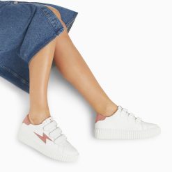 Vanessa Wu Sneakers | Baskets Eclair Vicky Blanc Et Vieux Rose A Scratchs