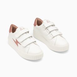 Vanessa Wu Sneakers | Baskets Eclair Vicky Blanc Et Vieux Rose A Scratchs