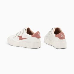 Vanessa Wu Sneakers | Baskets Eclair Vicky Blanc Et Vieux Rose A Scratchs