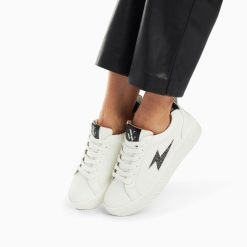 Vanessa Wu Sneakers | Baskets Eclair Tania Blanc Et Noir A Paillettes