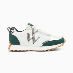 Vanessa Wu Sneakers | Baskets Monogramme Grace Blanc Et Vert A Semelle Running