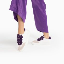 Vanessa Wu Sneakers | Baskets Marie Blanc Et Violet A Scratchs