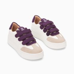 Vanessa Wu Sneakers | Baskets Marie Blanc Et Violet A Scratchs