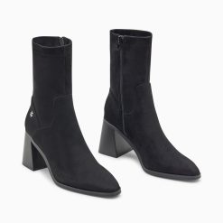 Vanessa Wu Bottines | Bottines Chaussettes Alizee Noires A Talon Trapeze