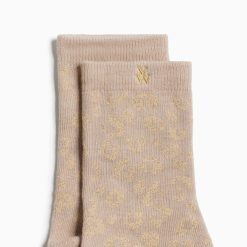 Vanessa Wu Chaussettes | Chaussettes Tara Beige Et Leopard Or