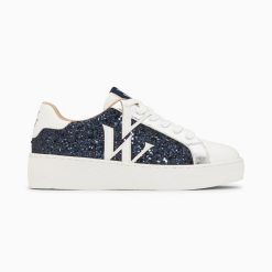 Vanessa Wu Sneakers | Baskets Monogramme Estelle A Paillettes Bleues