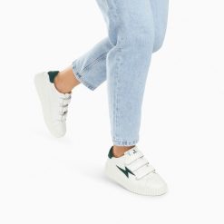 Vanessa Wu Sneakers | Baskets Eclair Vicky Blanc Et Vert Sapin A Scratchs