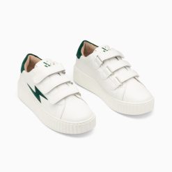 Vanessa Wu Sneakers | Baskets Eclair Vicky Blanc Et Vert Sapin A Scratchs