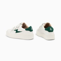 Vanessa Wu Sneakers | Baskets Eclair Vicky Blanc Et Vert Sapin A Scratchs