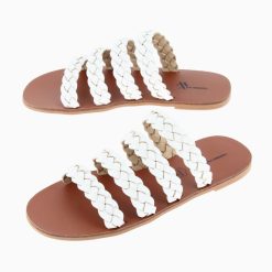 Vanessa Wu Sandales Plates | Mules Mila A Brides Tressees Blanches