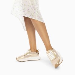 Vanessa Wu Sneakers | Baskets Emma Or Et Beige A Semelle Oversize