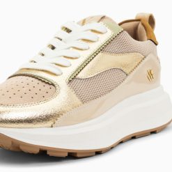 Vanessa Wu Sneakers | Baskets Emma Or Et Beige A Semelle Oversize