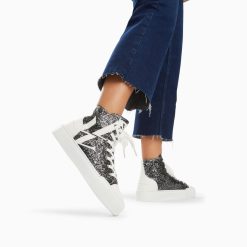 Vanessa Wu Sneakers | Baskets Monogramme Alix Montantes A Paillettes Noires