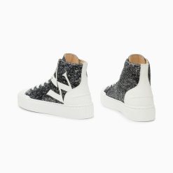 Vanessa Wu Sneakers | Baskets Monogramme Alix Montantes A Paillettes Noires